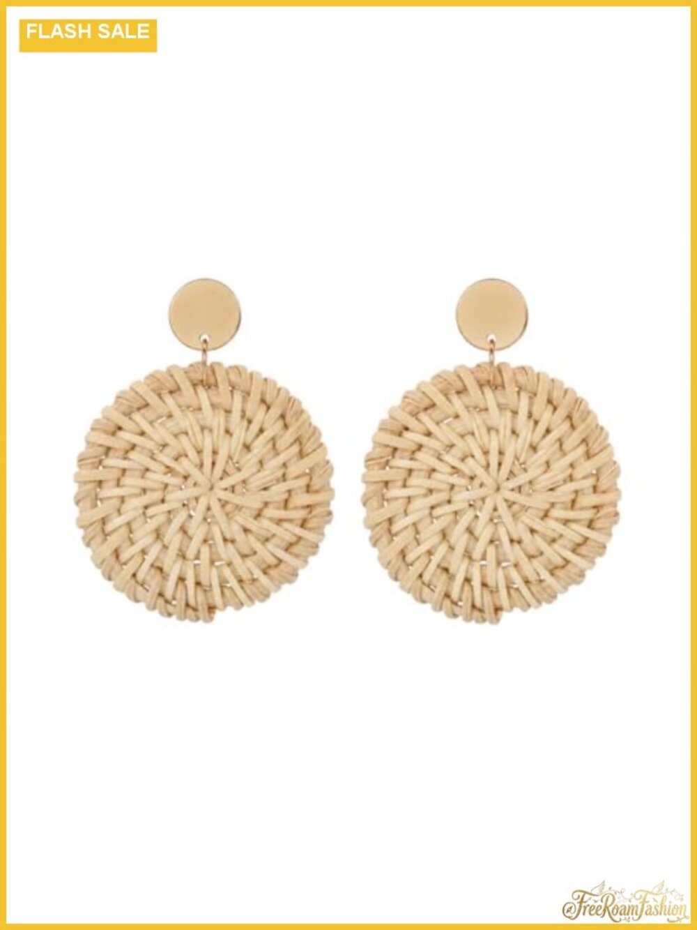 Handmade Woven Rattan Boho Drop Earrings Beach Summer Jewelry